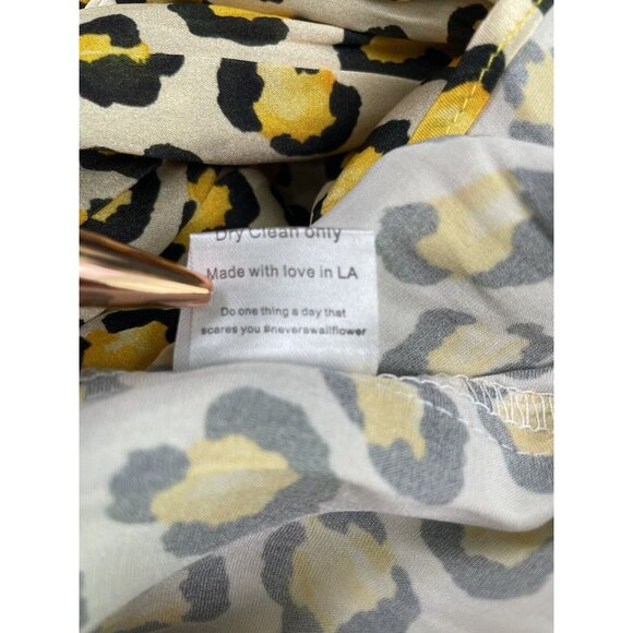 NEVER A WALLFLOWER Cheetah Print Fit & Flare Dress Small Silk Viscose Made in LA - Picture 11 of 16